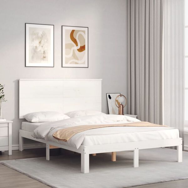 vidaXL Cadre de lit sans matelas blanc 120x200 cm bois de pin massif