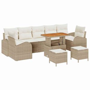vidaXL Ensemble de canap&eacute; de jardin 10 pcs Beige polyrotin
