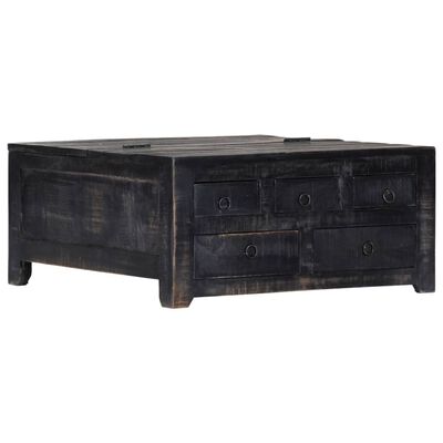 vidaXL Table basse Noir 65 x 65 x 30 cm Bois de manguier massif