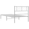 vidaXL Cadre de lit m&eacute;tal sans matelas avec t&ecirc;te de lit blanc 75x190cm