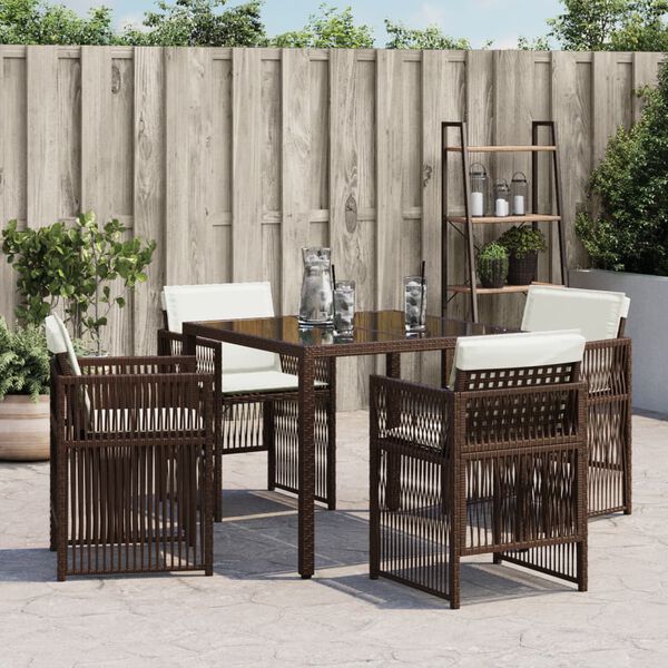 vidaXL Chaises de jardin avec coussins lot de 4 marron r&eacute;sine tress&eacute;e