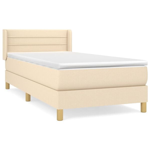 vidaXL Sommier &agrave; lattes de lit avec matelas Cr&egrave;me 80x200 cm Tissu