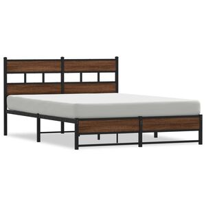 vidaXL Cadre de lit en m&eacute;tal sans matelas ch&ecirc;ne marron 140x200 cm