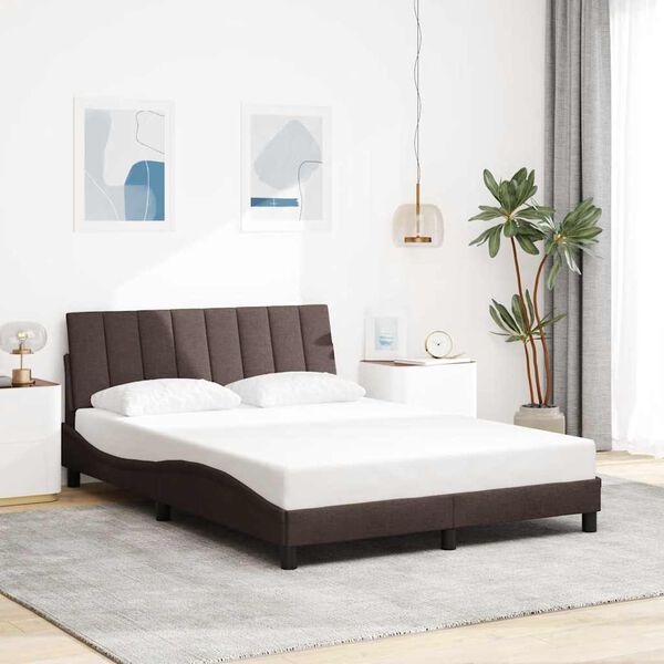 vidaXL Cadre de lit sans matelas Hanko marron fonc&eacute; 120x200 cm tissu