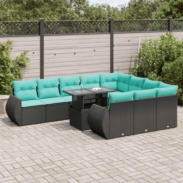 vidaXL Ensemble de canap&eacute;s de jardin 11 pcs et coussins rotin acacia