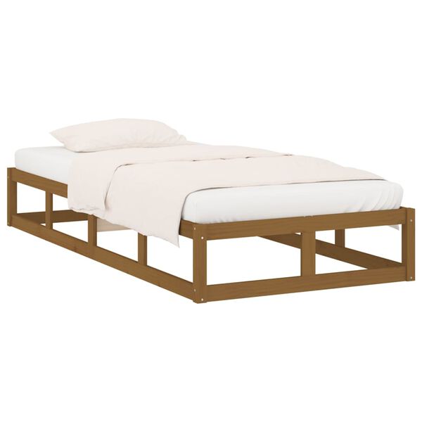 vidaXL Cadre de lit sans matelas marron miel 100x200 cm bois massif