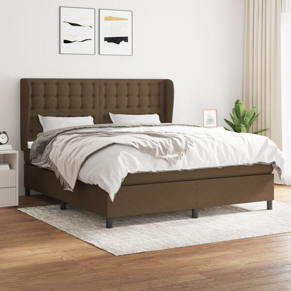 vidaXL Sommier &agrave; lattes de lit avec matelas Marron fonc&eacute; 180x200 cm