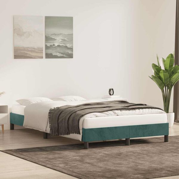 vidaXL Cadre de lit sans matelas vert fonc&eacute; 120x220 cm velours