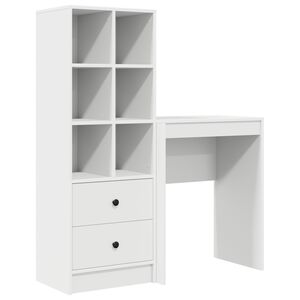 vidaXL Bureau avec tiroir avec &eacute;tag&egrave;re avec stockage 2 pcs Blanc