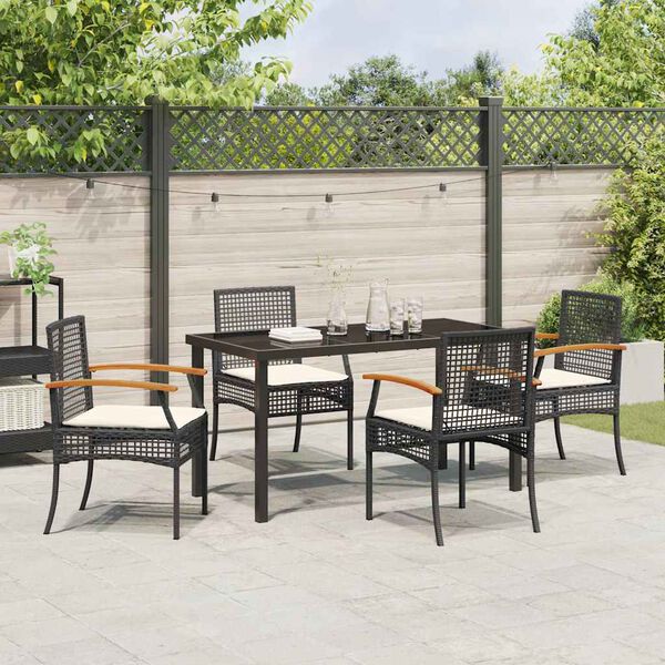 vidaXL Ensemble de salle &agrave; manger pour jardin 5 pcs Noir polyrotin
