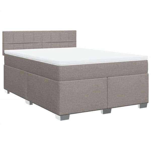 vidaXL Sommier &agrave; lattes de lit avec matelas Taupe 140x190 cm Tissu