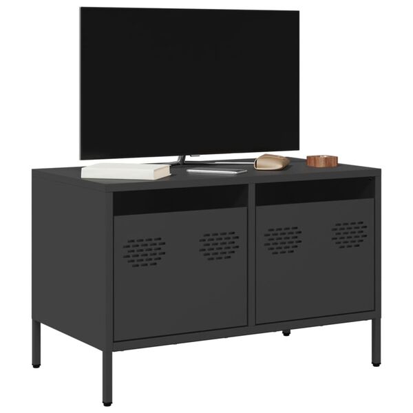 vidaXL Meuble TV noir 68x39x43,5 cm acier lamin&eacute; &agrave; froid