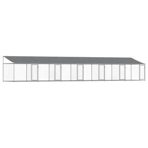 vidaXL Cage pour chien avec toit/portes gris 12x2x2 m acier galvanisé