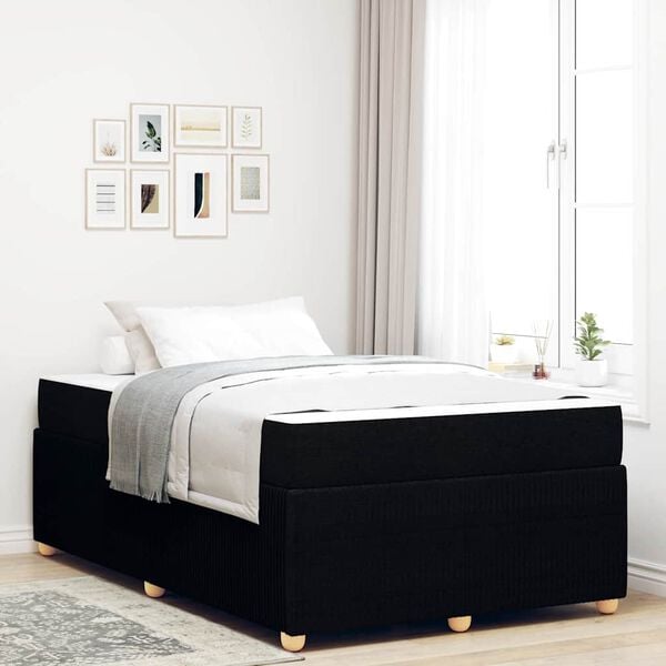 vidaXL Cadre de lit avec matelas Noir 120 x 190 cm tissu