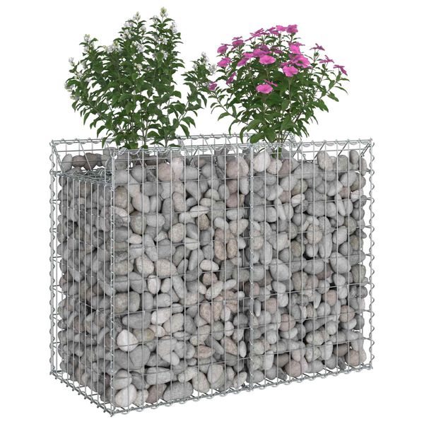 vidaXL Lit sur&eacute;lev&eacute; gabion Argent&eacute; 100 x 50 x 80 cm Acier galvanis&eacute;