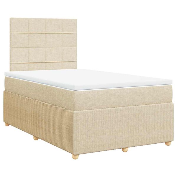 vidaXL Sommier &agrave; lattes de lit avec matelas Cr&egrave;me 120x200 cm Tissu