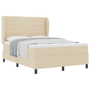 vidaXL Lit &agrave; ressorts avec matelas Cr&egrave;me 140 x 200 cm tissu