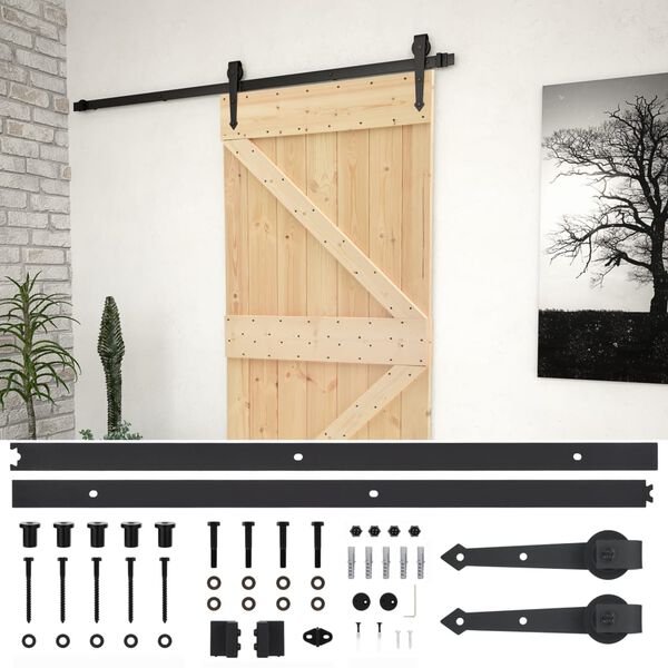 vidaXL Porte coulissante et kit de quincaillerie 100x210 cm Pin massif