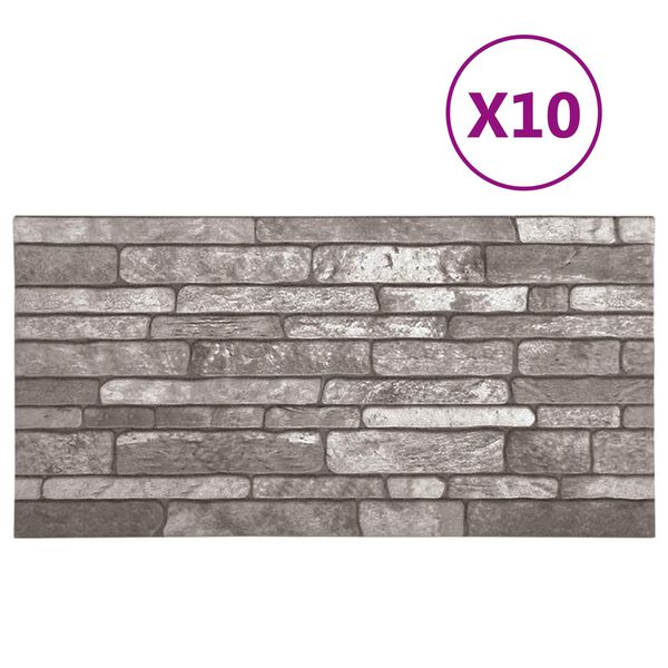 vidaXL Panneaux muraux 10 pcs Gris fonc&eacute; 100 x 50 cm Mousse EPS