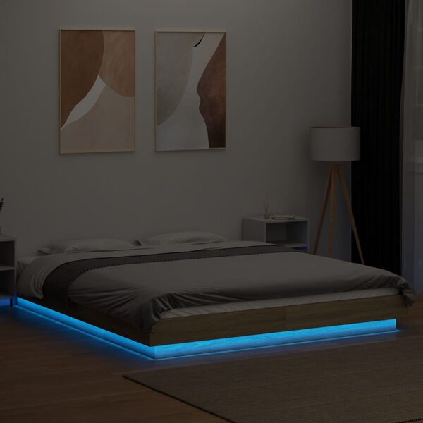 vidaXL Cadre de lit avec lumières LED sans matelas 160x200 cm
