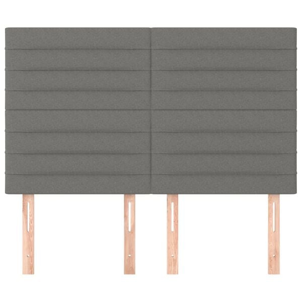 vidaXL T&ecirc;te de lit Gris fonc&eacute; 144 x 5 x 118/128 cm Tissu