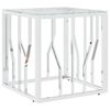 vidaXL Table basse argent&eacute; 50x50x50 cm acier inoxydable et verre
