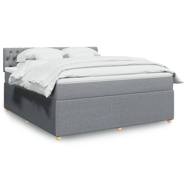 vidaXL Sommier &agrave; lattes de lit avec matelas Gris clair 180x200cm Tissu