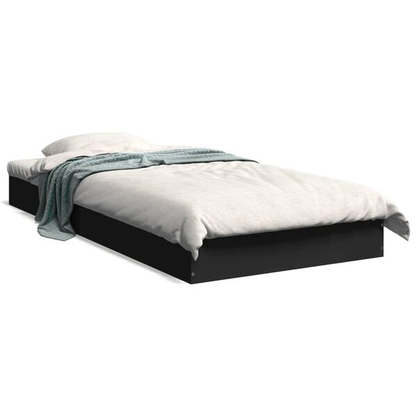 vidaXL Cadre de lit sans matelas noir 75x190 cm bois ing&eacute;nierie