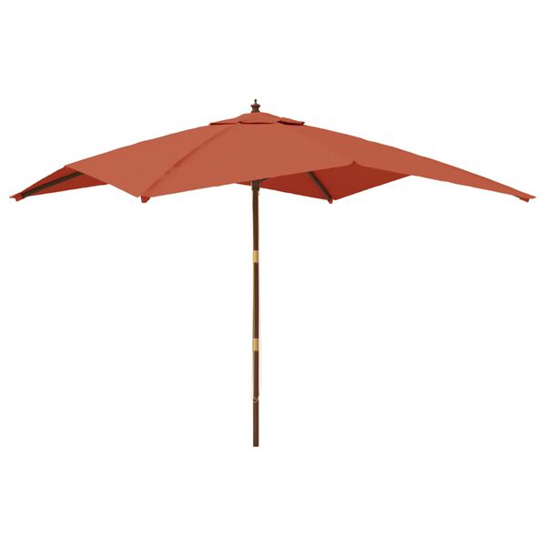 vidaXL Parasol de jardin avec m&acirc;t en bois terre cuite 300x300x273 cm