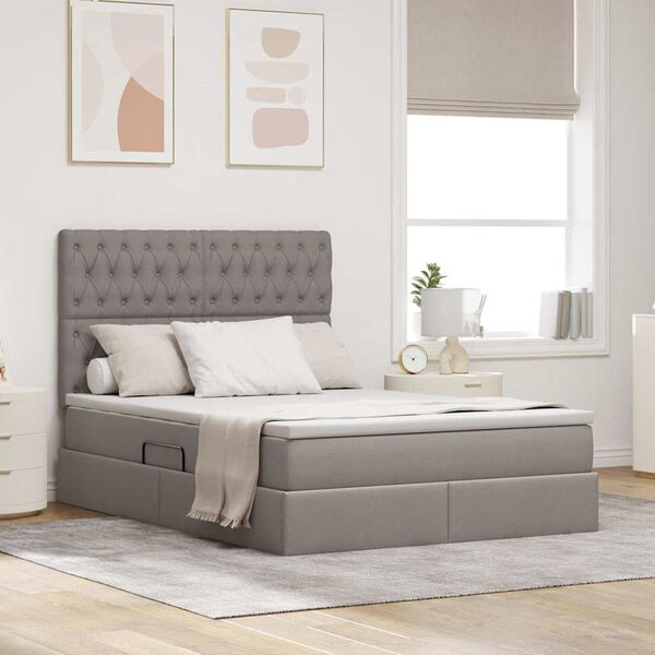 vidaXL Lit avec rangement et matelas Taupe 140 x 190 cm Polyester