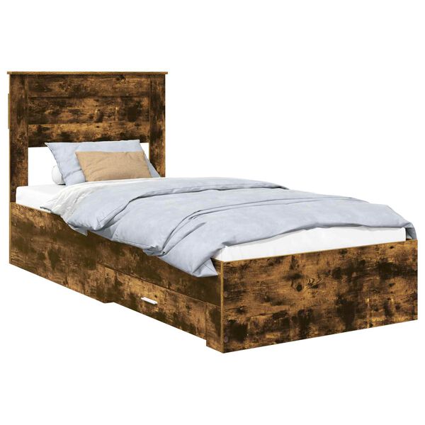 vidaXL Cadre de lit Ch&ecirc;ne fum&eacute; 90 x 190 cm Bois d'ing&eacute;nierie