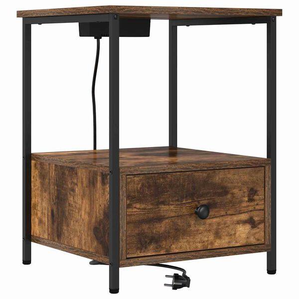 vidaXL Cabinet de chevet Ch&ecirc;ne fum&eacute; 42 x 41 x 56 cm Bois d'ing&eacute;nierie