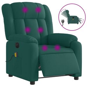 vidaXL Fauteuil de massage inclinable &eacute;lectrique Vert fonc&eacute; Tissu