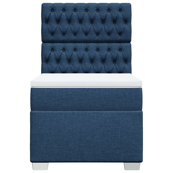 vidaXL Sommier &agrave; lattes de lit avec matelas Bleu 100x200 cm Tissu