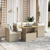 vidaXL Salon de jardin avec coussins 5 pcs beige r&eacute;sine tress&eacute;e