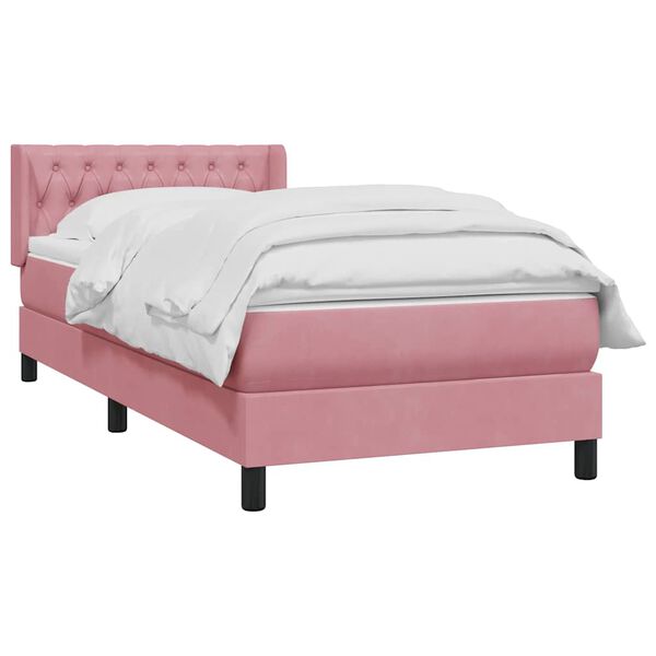 vidaXL Sommier &agrave; lattes de lit avec matelas rose 90x220 cm velours