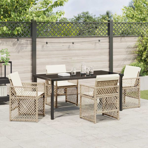 vidaXL Ensemble de salle &agrave; manger pour jardin 5 pcs Beige polyrotin