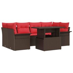 vidaXL Ensemble de canap&eacute; de jardin 7 pc Marron