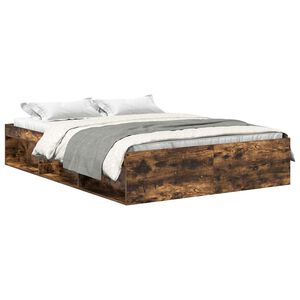 vidaXL Cadre de lit sans matelas ch&ecirc;ne fum&eacute; 120x200 cm
