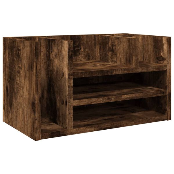 vidaXL Organisateur de bureau ch&ecirc;ne fum&eacute; 44,5x24x25 cm bois ing&eacute;nierie