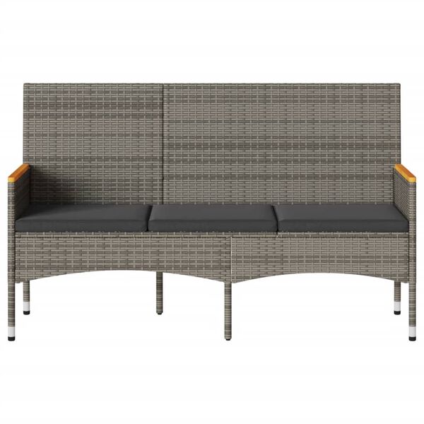 vidaXL Banc de jardin 3 places avec coussins gris résine tressée
