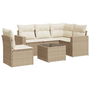 vidaXL Salon de jardin avec coussins 6 pcs beige r&eacute;sine tress&eacute;e
