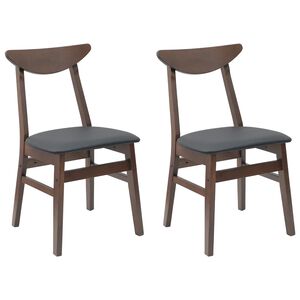 vidaXL Chaises de salle &agrave; manger 2 pc Bois de Caoutchouc Massif