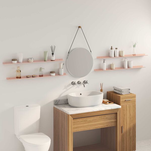 vidaXL &Eacute;tag&egrave;re flottante 4 pcs Rose 100 x 9 x 2,5 cm Acier