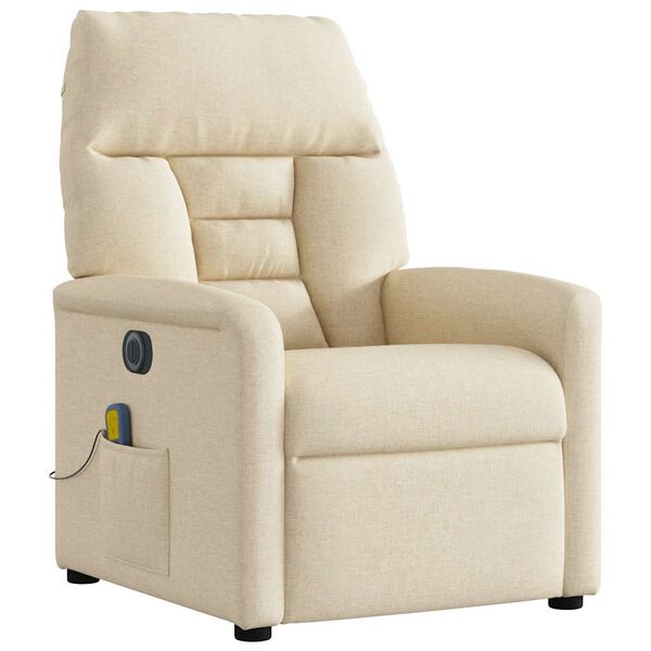 vidaXL Fauteuil inclinable de massage &eacute;lectrique cr&egrave;me tissu