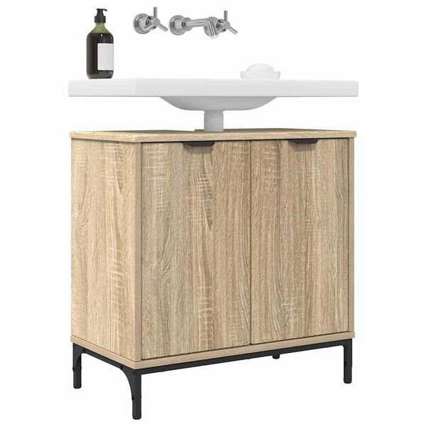 vidaXL Meuble de Lavabo de Salle de Bain avec stockage Ch&ecirc;ne Sonoma