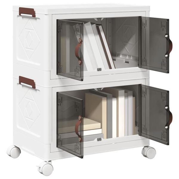 vidaXL Bo&icirc;te de rangement empilable avec roues &agrave; 2 niveaux 28 L