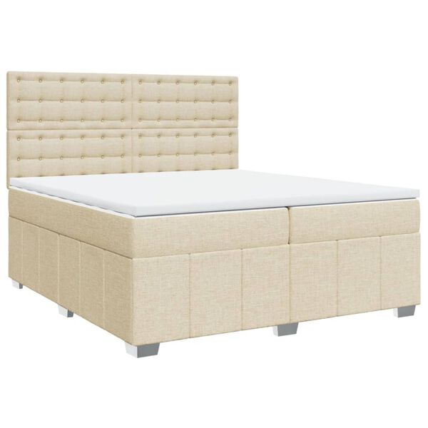 vidaXL Sommier &agrave; lattes de lit avec matelas Cr&egrave;me 200x200 cm Tissu