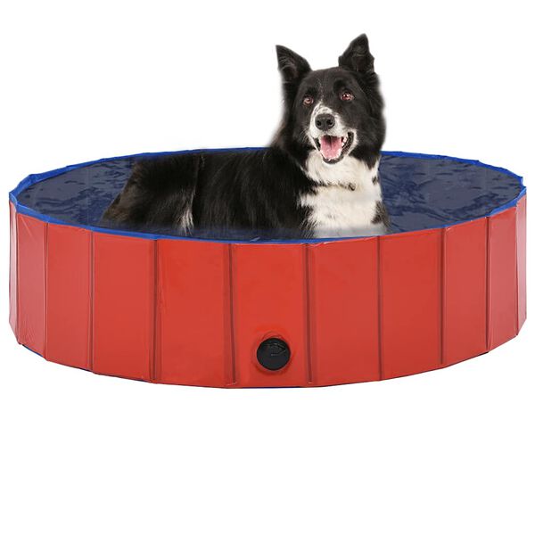 vidaXL Piscine pliable pour chiens Rouge 120x30 cm PVC
