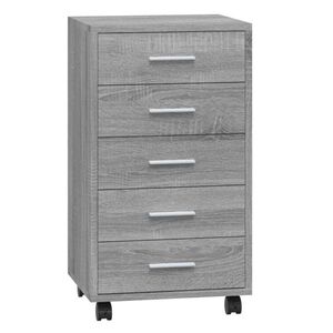 vidaXL Armoire &agrave; tiroirs avec roulettes Sonoma gris Bois d'ing&eacute;nierie